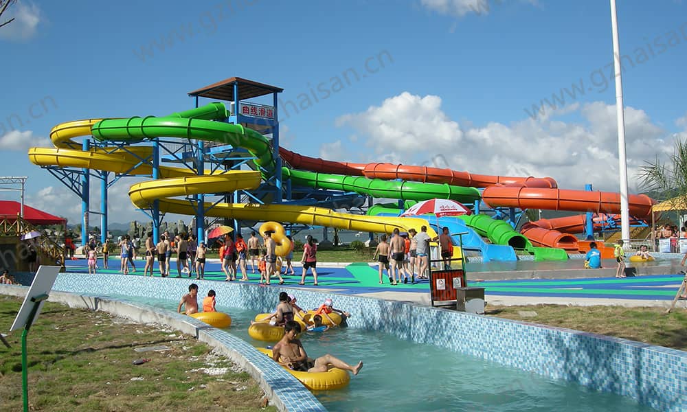 浙江宁波东钱湖水上乐园螺旋组合滑道、漂流河